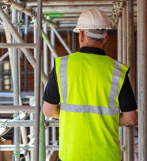 Worker on scaffolding