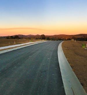 Open road with sunset in the distance